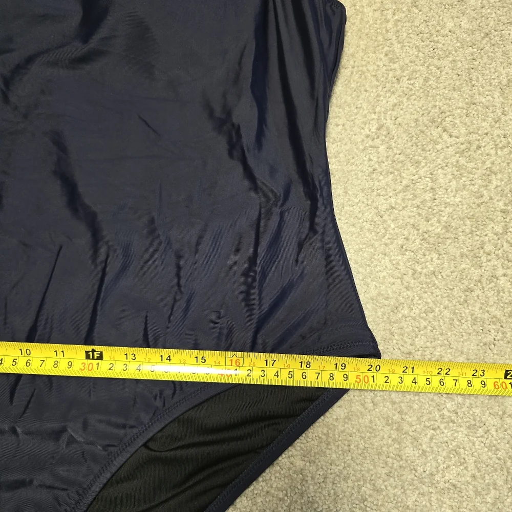 NWT J. Crew Navy Blue Bow Tie‎ One Shoulder One-Piece Swimsuit Size 20